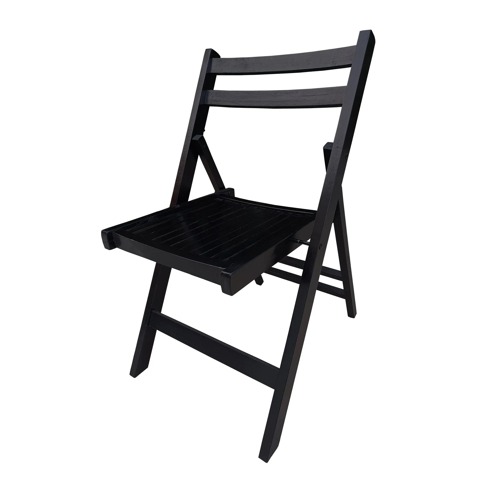 Set of 4 Solid Wood Folding Chairs with Slatted Seat & Back, Fully Assembled for Dining, Events, Kitchen, Balcony