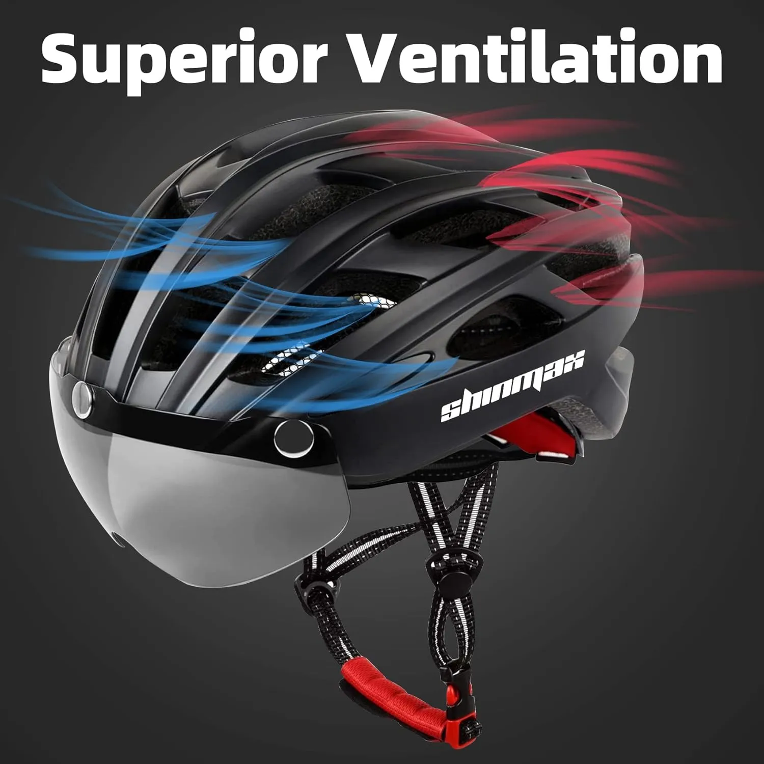 Shinmax Bike Helmet, CPSC/CPC Bike Helmet for Adult Men Women with Magnetic Goggles&Led Back Light Cycling Helmet Adjustable SM-T69