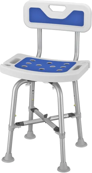 Shower Chair for Seniors Elderly Handicap Disabled Bariatric Adults Or Women with Back Heavy Duty 500 Lbs Adjustable Small Stool Bench Seat for Inside Shower Stall and Bathroom Bath Tub Seats Chairs
