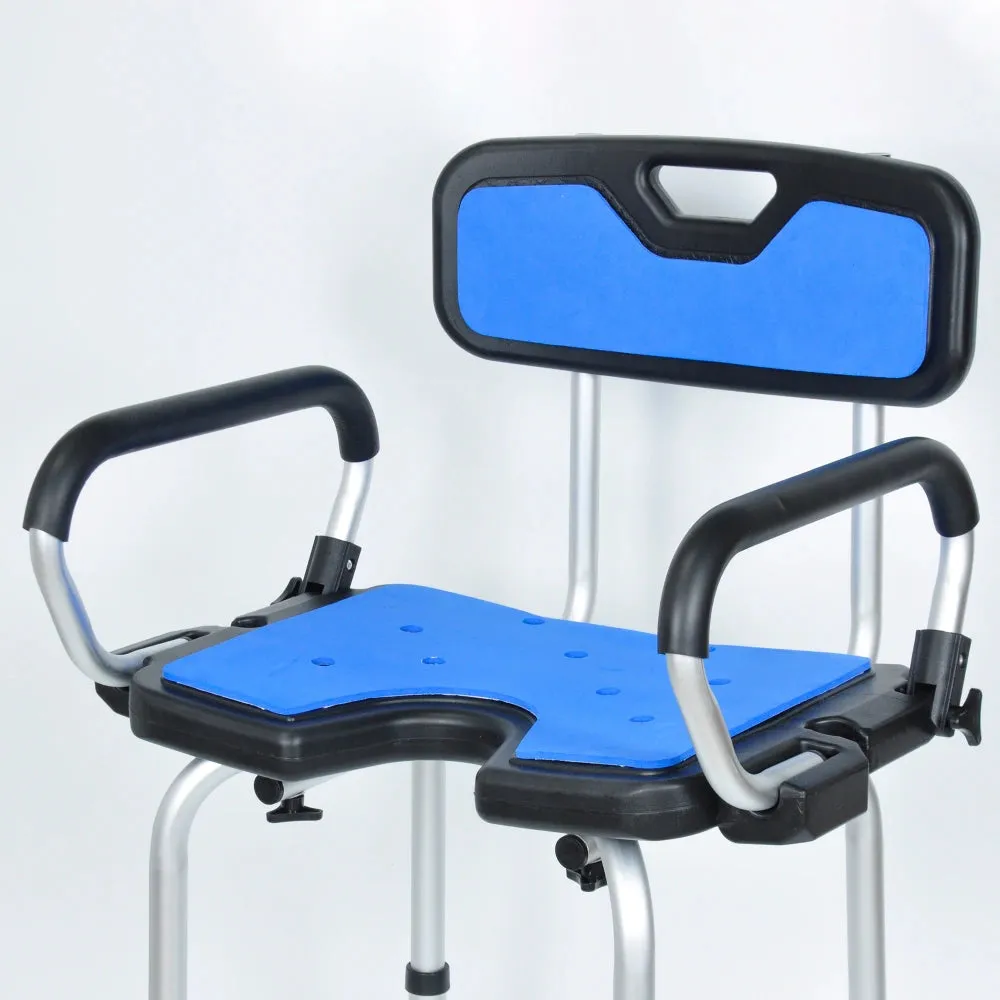 Shower Chair With Padded Soft Seat & Backrest - Black