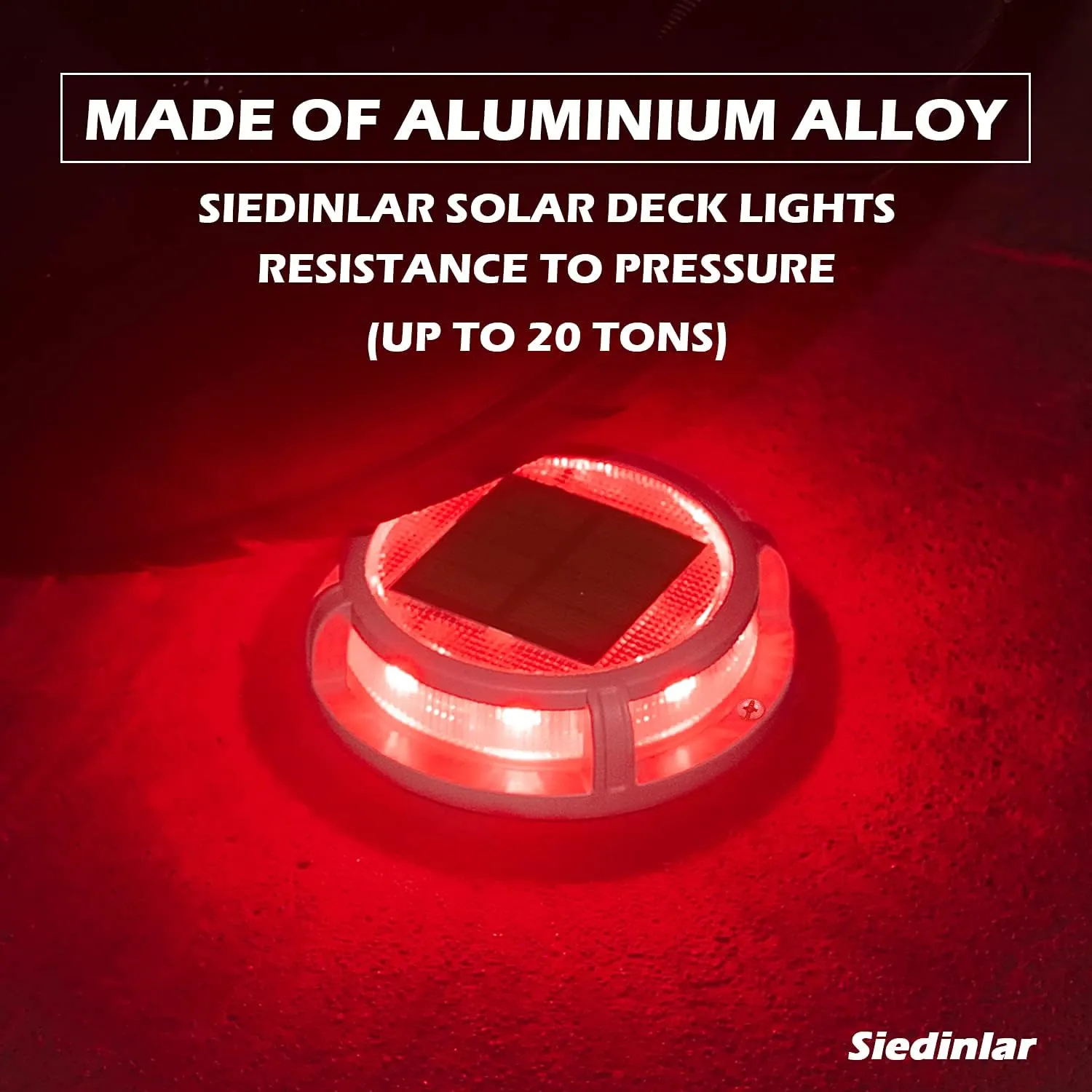 SIEDiNLAR Solar Deck Lights Outdoor 2 Modes 16 LEDs Dock Light Driveway Markers Solar Powered Waterproof for Ground Step Stair Pathway Walkway Garden Yard Road 12 Pack (Blue/Red)