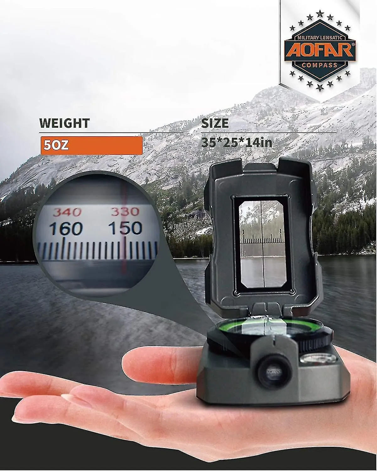 Sighting Military Compass Af-4090, Aluminum Alloy Materialis Lighter, Functional