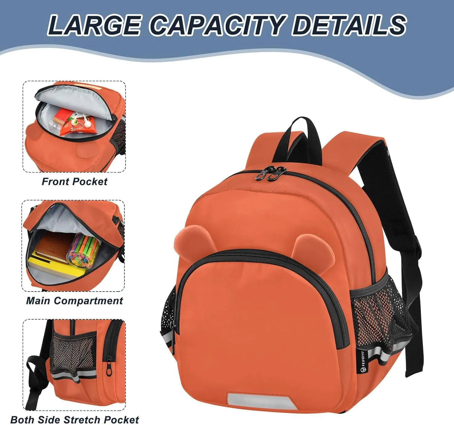 Sinestour Dark Orange Toddler Backpack for School Kids Backpacks for Boys Girls 3-6 Preschool Elementary Kindergarten Backpack Schoolbag