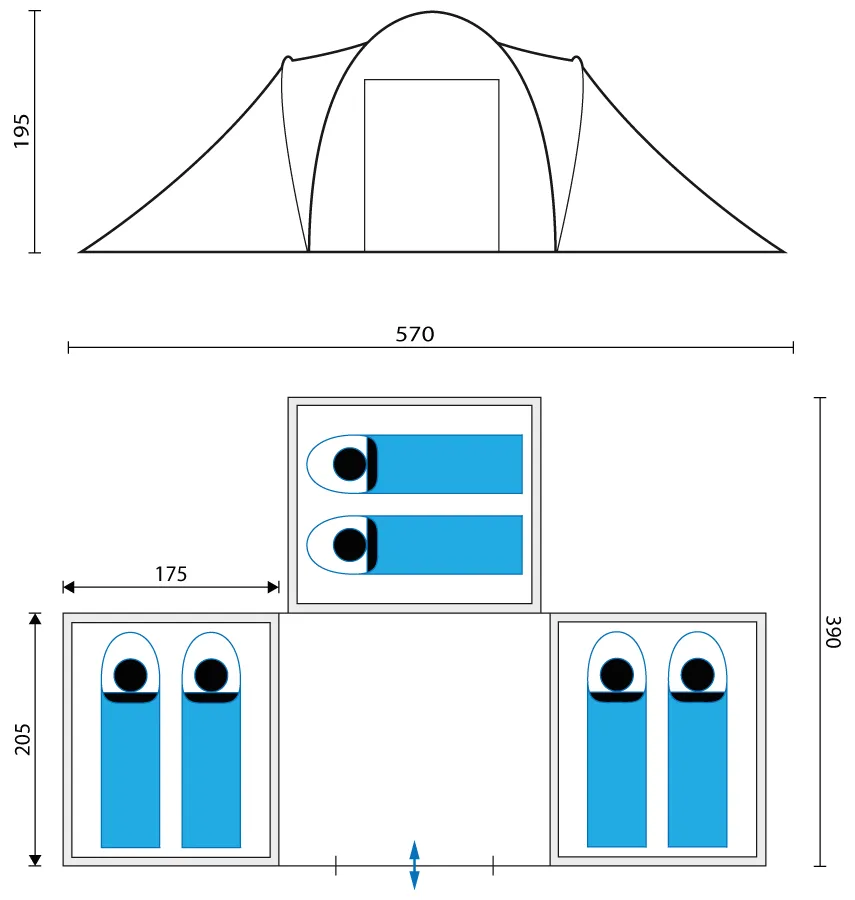 Skandika Daytona XXL Tent 6 Person in Two Tone Grey (SKA0020)