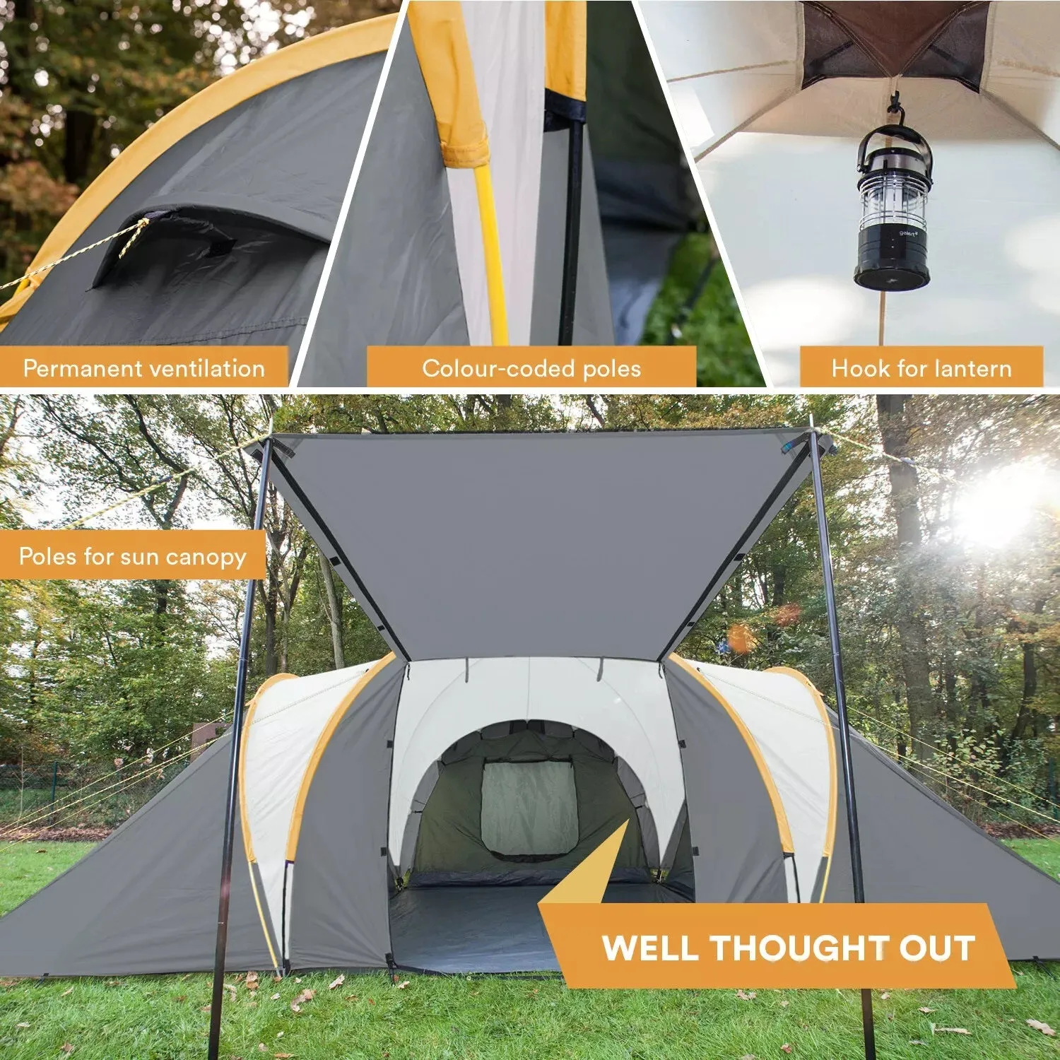 Skandika Daytona XXL Tent 6 Person in Two Tone Grey (SKA0020)