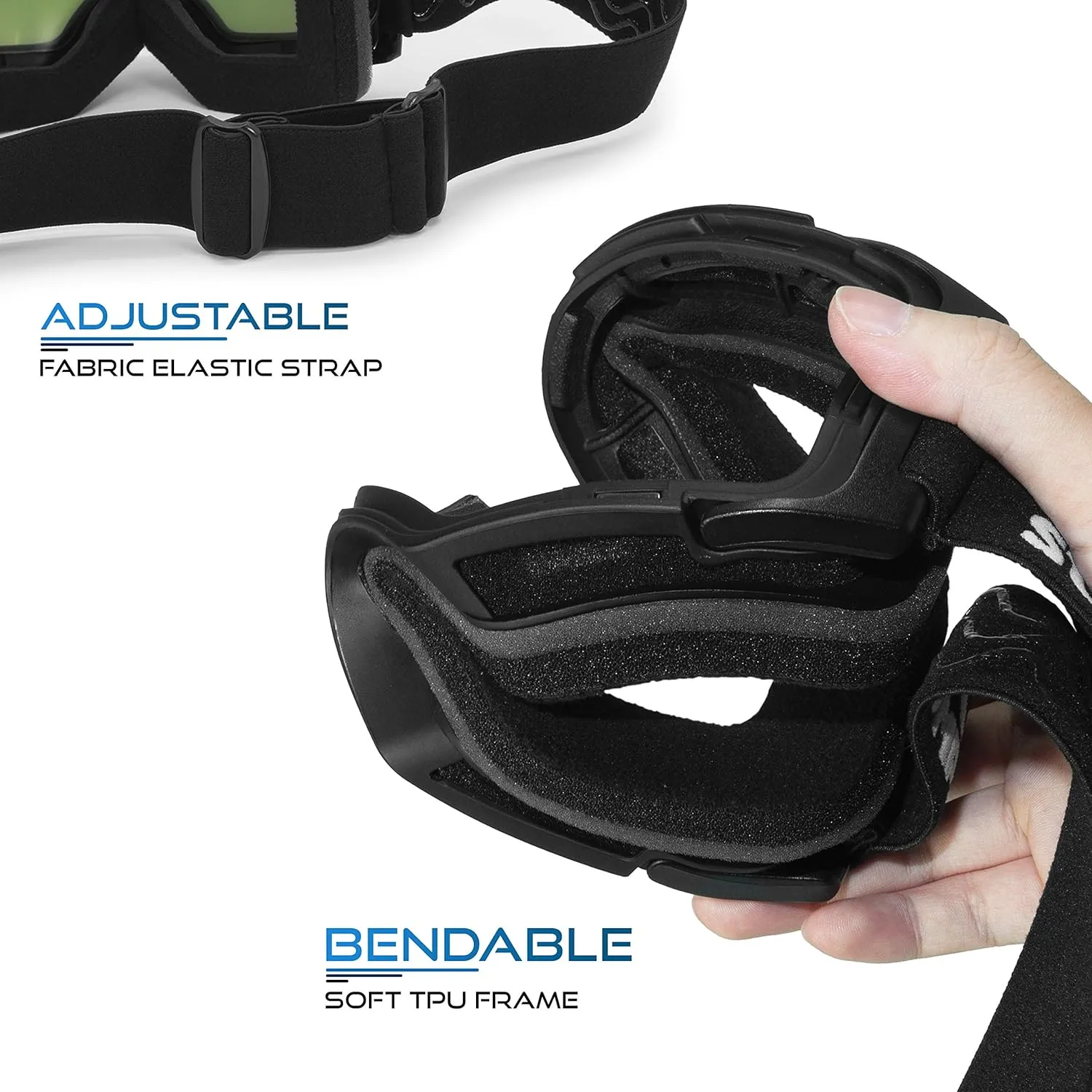 Ski Goggles PRO - Frameless, Interchangeable Lens 100% UV400 Protection Snow Goggles for Men & Women OTG
