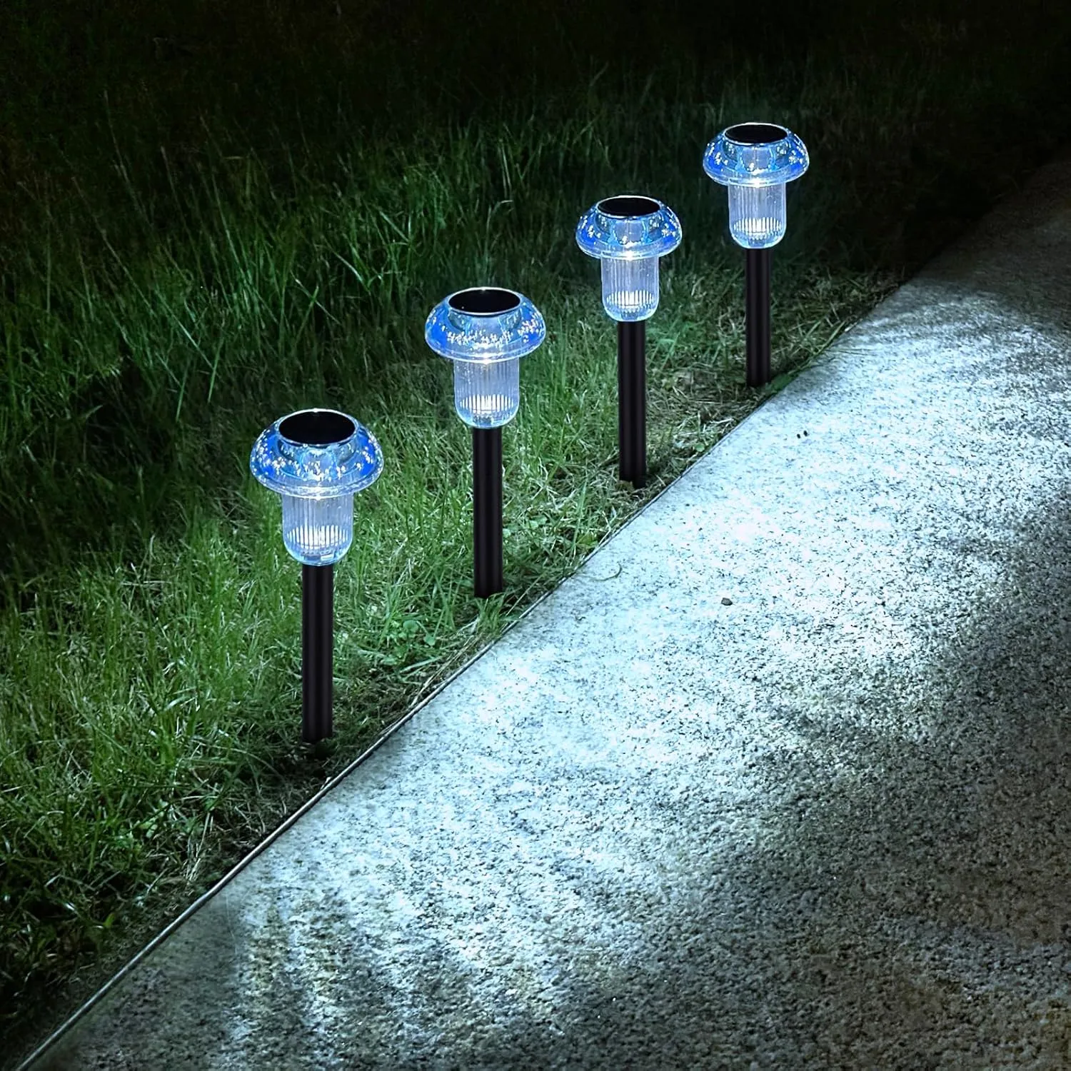 Sky Blue Solar Lights for Outside 4 Pack Halloween Decorations LED Mushroom Solar Powered Outdoor Lights, Landscape Lighting Garden Stake Light, Landscape Light Outdoor for Yard, Garden