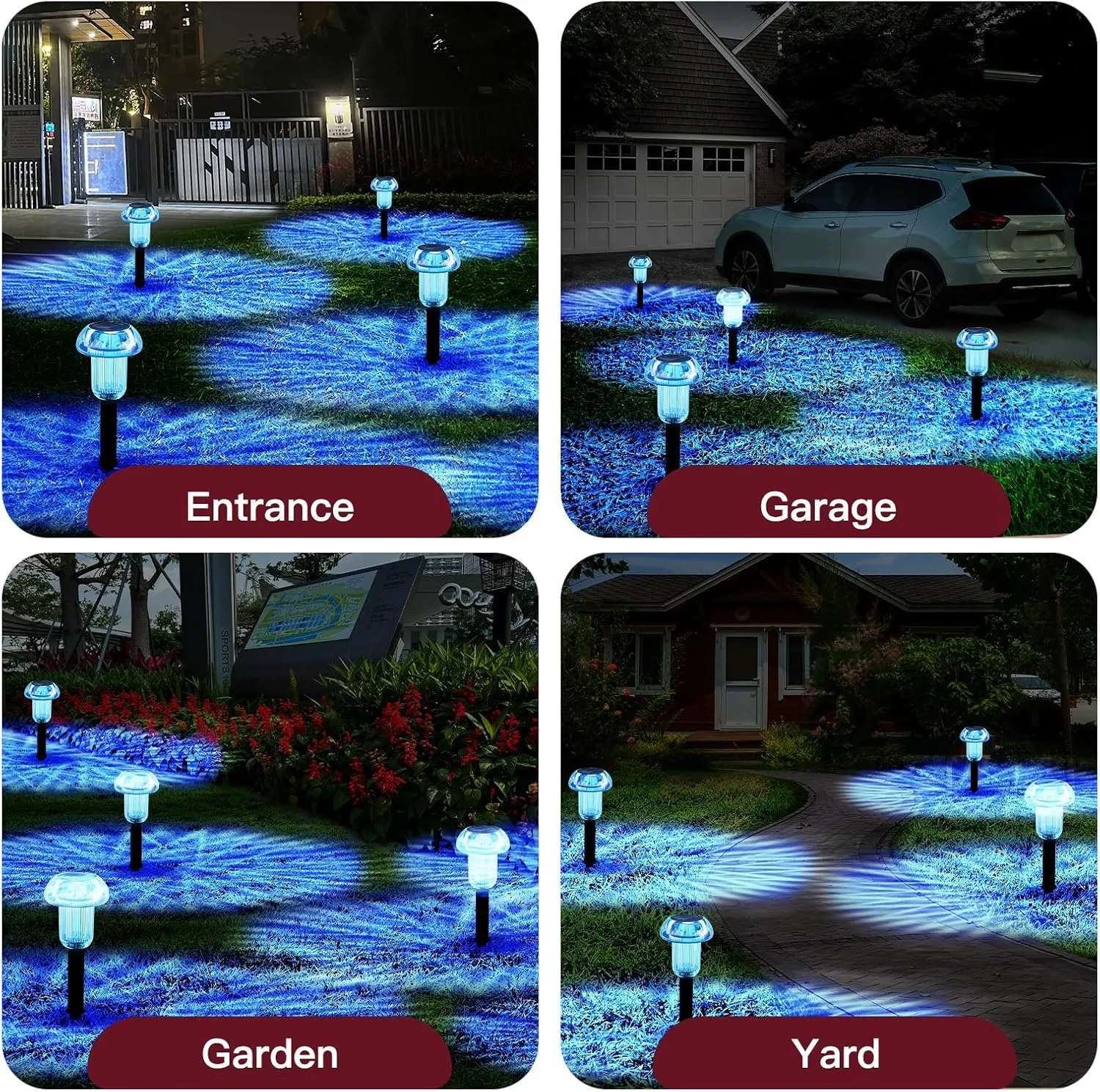 Sky Blue Solar Lights for Outside 4 Pack Halloween Decorations LED Mushroom Solar Powered Outdoor Lights, Landscape Lighting Garden Stake Light, Landscape Light Outdoor for Yard, Garden