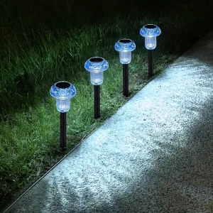 Sky Blue Solar Lights for Outside 4 Pack Halloween Decorations LED Mushroom Solar Powered Outdoor Lights, Landscape Lighting Garden Stake Light, Landscape Light Outdoor for Yard, Garden