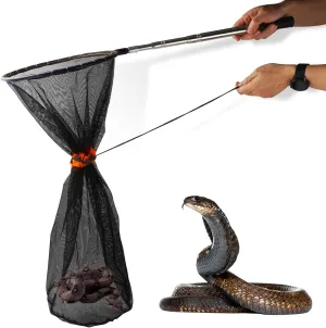 Snake Catcher Net, Rattlesnake Grabber Hnadling Tool, Reptile Catch Telescopic Pole Stick, Rattle Snake Removing and Catching Picker with 12" Ring, Extends to 40 Inches
