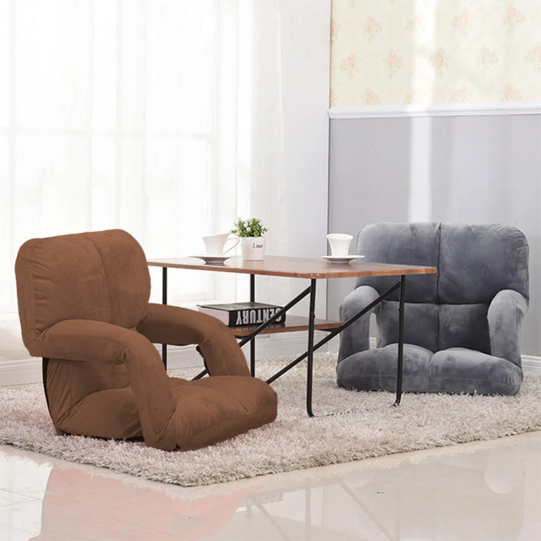 SOGA 4X Foldable Lounge Cushion Adjustable Floor Lazy Recliner Chair with Armrest Coffee - Kid