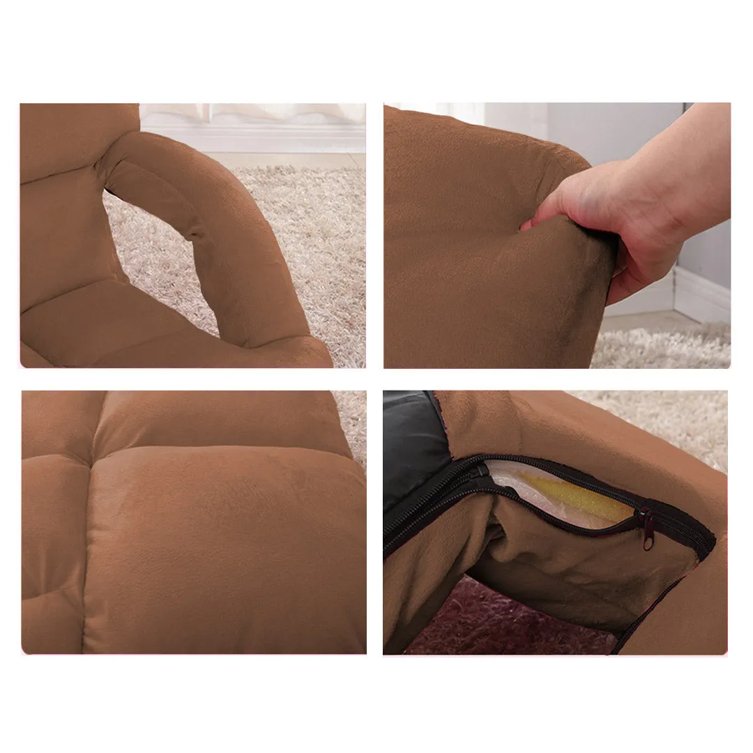 SOGA 4X Foldable Lounge Cushion Adjustable Floor Lazy Recliner Chair with Armrest Coffee - Kid