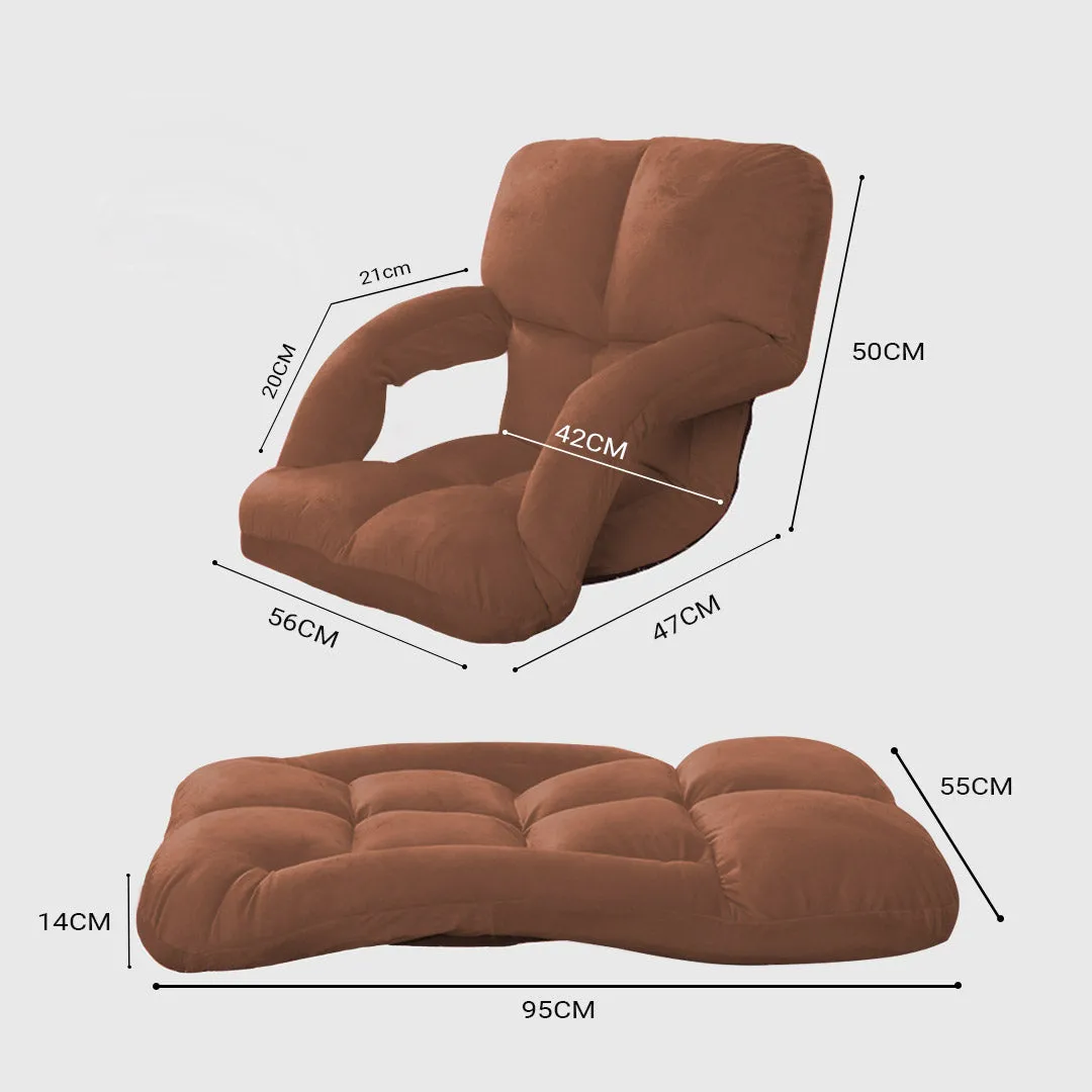 SOGA 4X Foldable Lounge Cushion Adjustable Floor Lazy Recliner Chair with Armrest Coffee - Kid