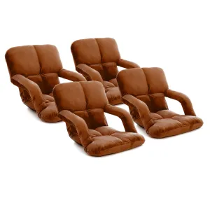 SOGA 4X Foldable Lounge Cushion Adjustable Floor Lazy Recliner Chair with Armrest Coffee - Kid