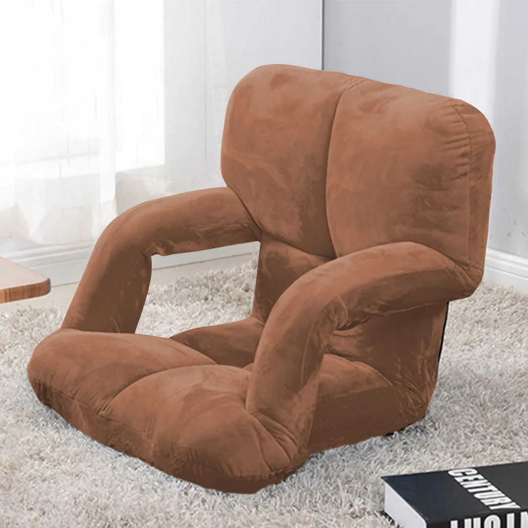 SOGA 4X Foldable Lounge Cushion Adjustable Floor Lazy Recliner Chair with Armrest Coffee - Kid