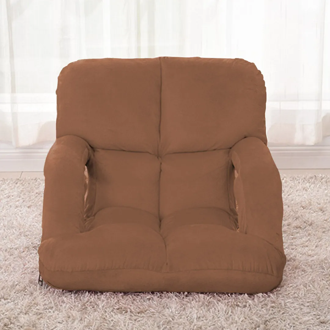SOGA 4X Foldable Lounge Cushion Adjustable Floor Lazy Recliner Chair with Armrest Coffee - Kid