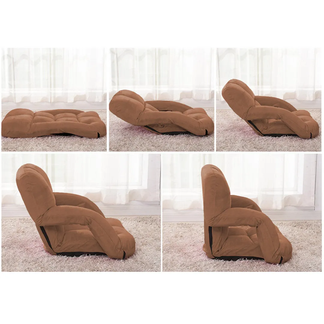 SOGA 4X Foldable Lounge Cushion Adjustable Floor Lazy Recliner Chair with Armrest Coffee - Kid