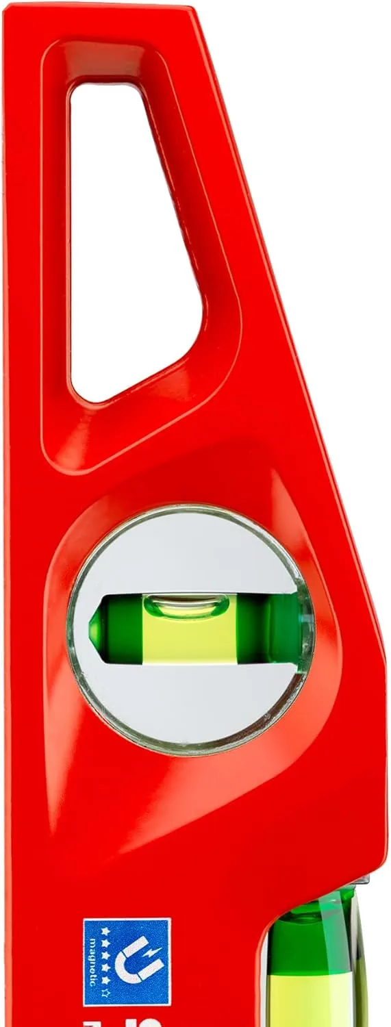SOLA LSTFM Aluminum Die-Cast Magnetic Torpedo Level with 3 60% Magnified Vials, 10-Inch, Red