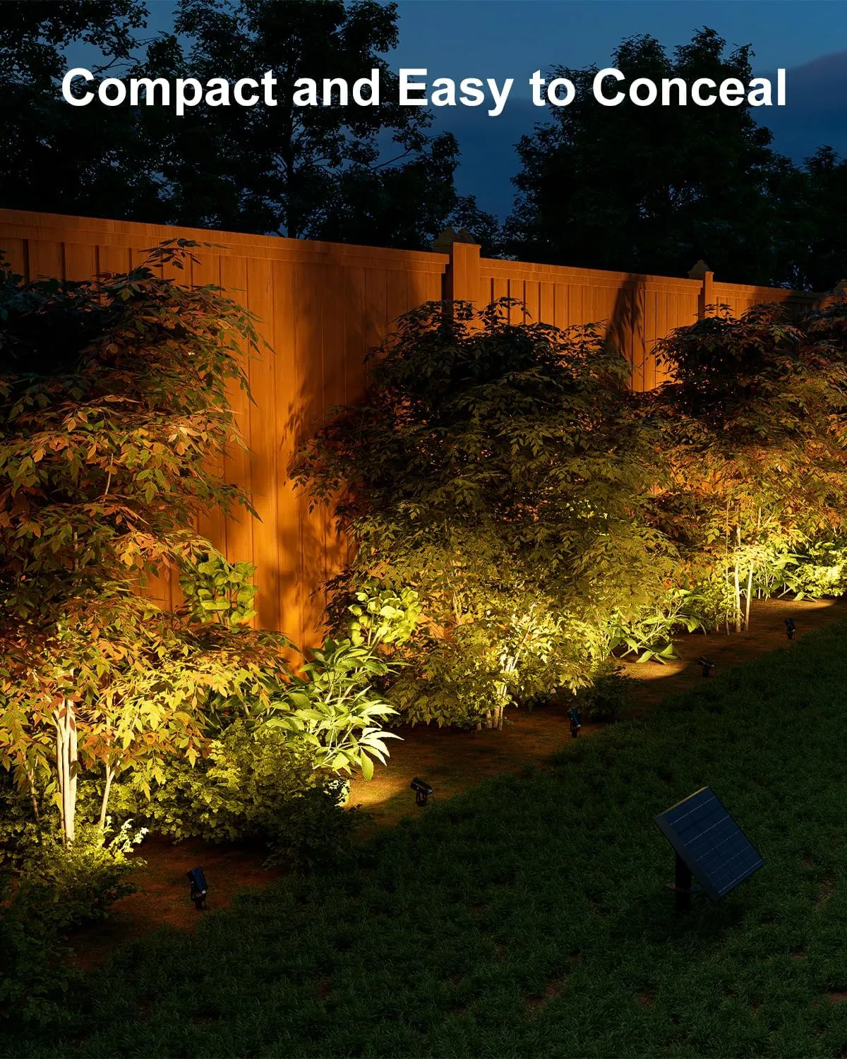 Solar Aluminum Landscape Spotlights 15.7ft Cable Outdoor Waterproof for Tree, Flag, Plant Pot, Wall, Bush, LED Flood Light Dusk to Dawn for Yard, House, Garden with Detached Panel (Warm White, 2-in-1)