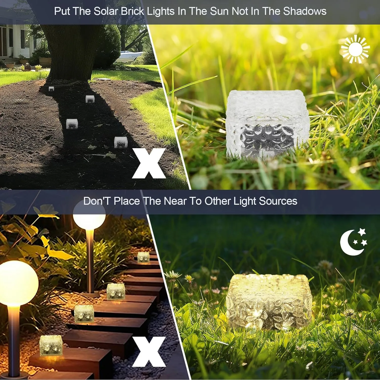 Solar Brick Lights-Outdoor Solar Lights for Yard-Solar Brick Landscape Path Light 6 Pack LED Light Brick Garden Decor for Pathway Patio Walkway Backyard Decoration