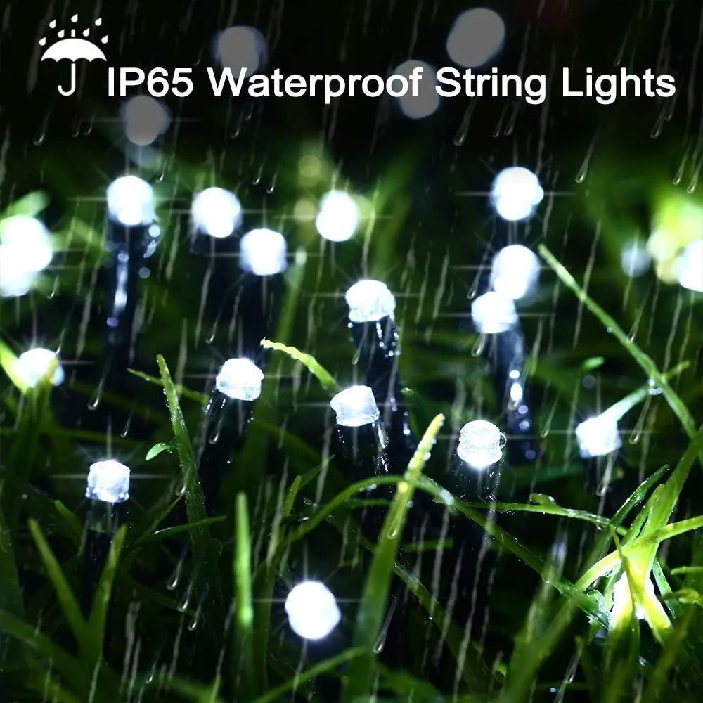 Solar Christmas Light String, 22m 200 LED Outdoor Light String 8 Modes Waterproof Solar String Lights for Trees Patio Fence Party Christmas Decor (White)