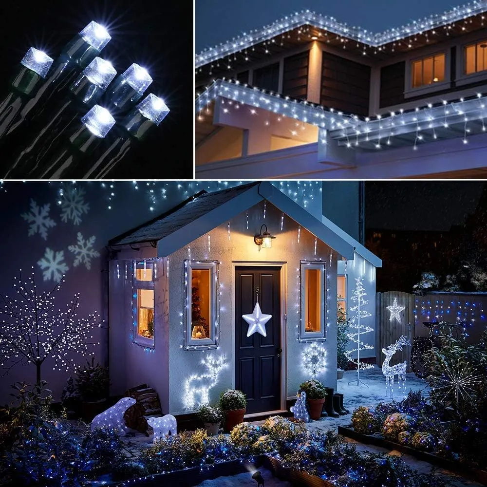 Solar Christmas Light String, 22m 200 LED Outdoor Light String 8 Modes Waterproof Solar String Lights for Trees Patio Fence Party Christmas Decor (White)