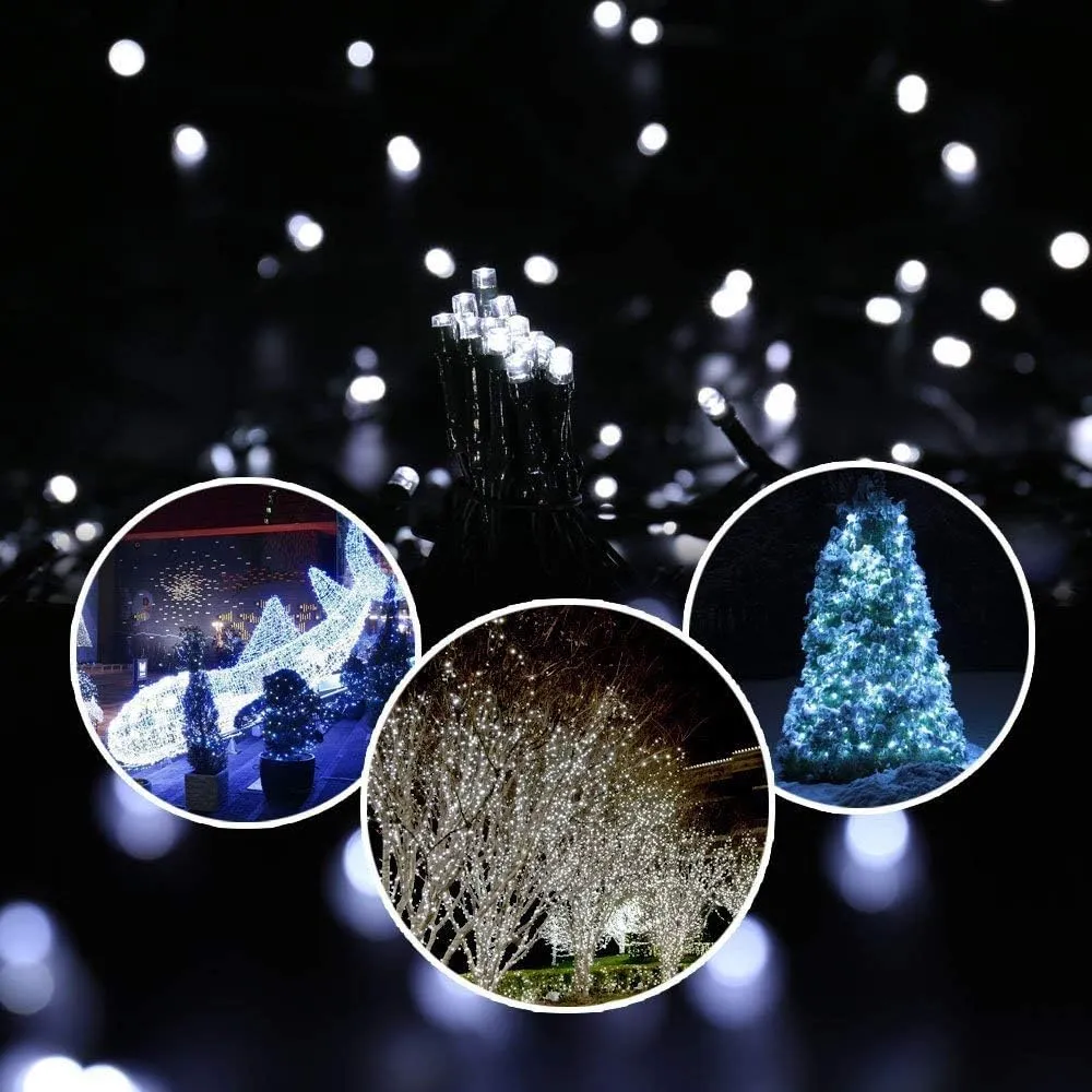 Solar Christmas Light String, 22m 200 LED Outdoor Light String 8 Modes Waterproof Solar String Lights for Trees Patio Fence Party Christmas Decor (White)