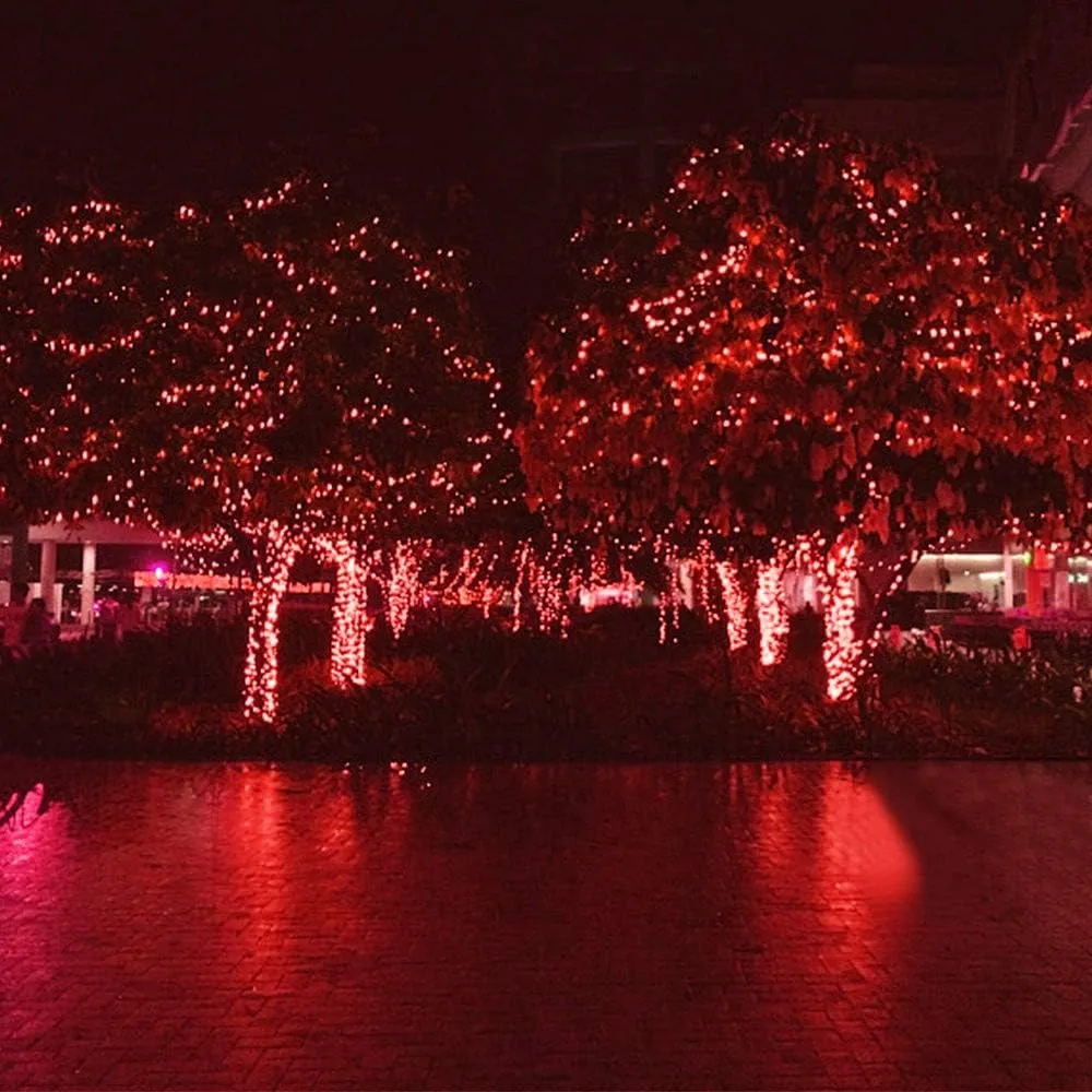 Solar Christmas Light String, 52m 500 LED Outdoor Light String 8 Modes Waterproof Solar String Lights for Trees Patio Fence Party Christmas Decor (Red)