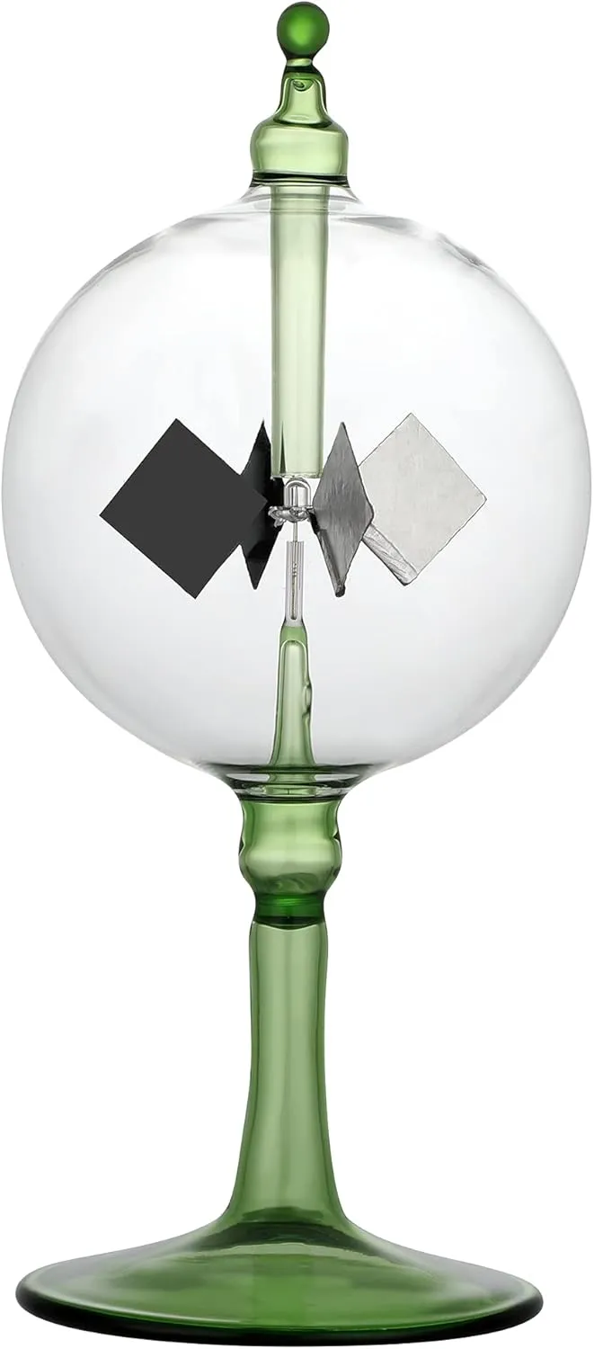 Solar Crookes Radiometer Glass Windmill Handmade for Party Home Decoration Gift L (Green)