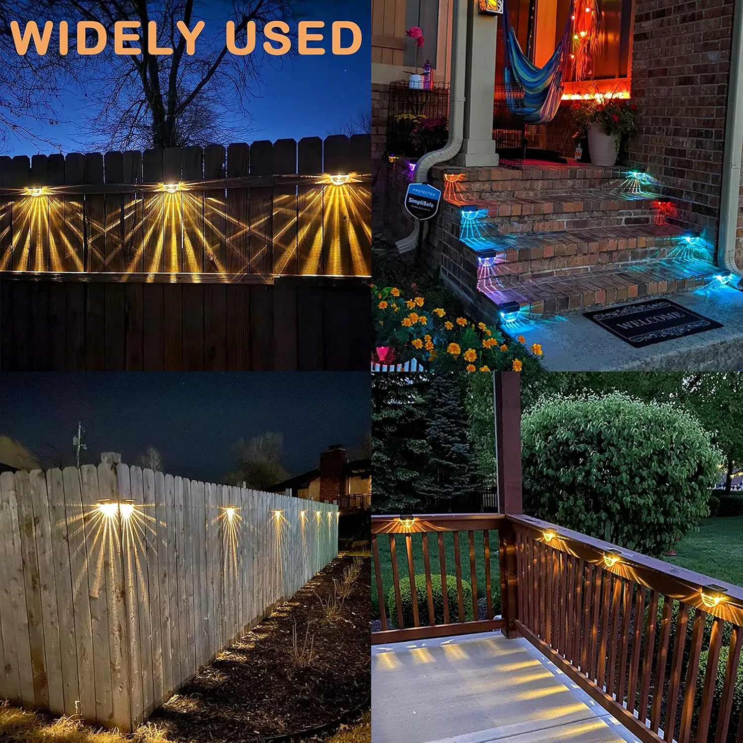 Solar Deck Lights, 6 Pack Waterproof LED Solar Lights Outdoor, Solar Step Lights Solar Fence Lights, Solar Lights for Outside, Garden, Patio, Stairs,Yard,10 Lumens, Warm White/Color Changing Lighting