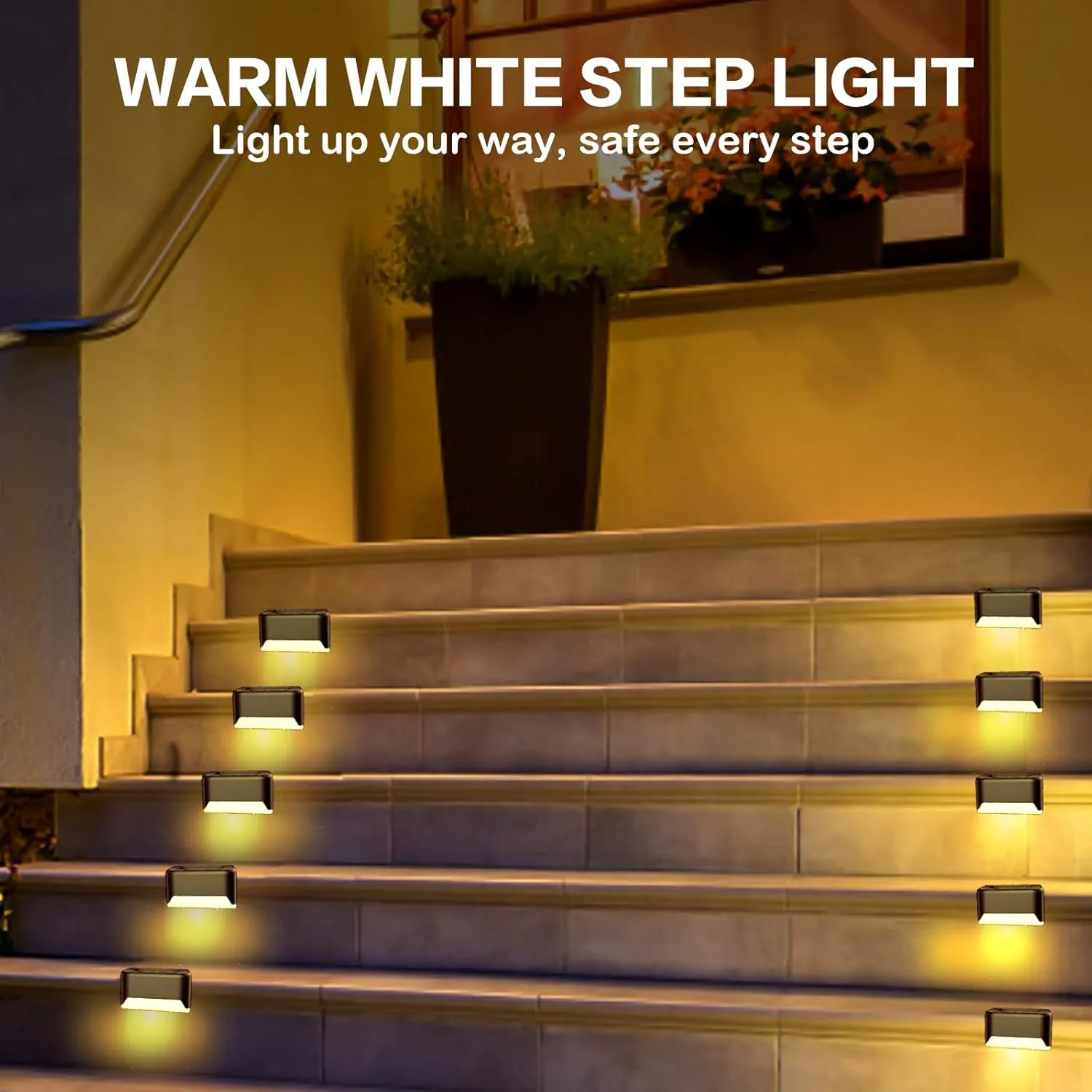 Solar Deck Lights Outdoor, 20 Pcs Solar Step Lights, Waterproof LED Solar Lights for Outdoor Stairs, Step, Fence, Yard, Patio, Railing, Garden and Pathway