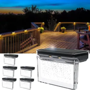 Solar Deck Lights Outdoor, Outdoor Lighting, Waterproof LED Fence Light. Waterproof Led Solar Lights for Outdoor Stairs, Step, Fence, Yard, Patio - 6 Pack