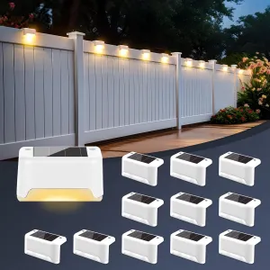 Solar Deck Lights Outdoor Waterproof 12Pack, Solar Powered Step Lights for Outside Stairs, Step, Fence, Yard, Patio, and Pathway(Warm White)