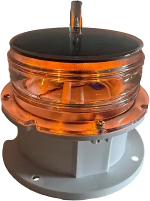 Solar Dock Warning Light 360 Degree Amber LED - Bright Waterproof LED Light for Marine Applications - Constant On and Flashing Option