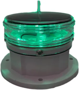 Solar Dock Warning Light 360 Degree - Super Bright Waterproof LED Light for Marine Applications - Constant On or Flashing (GREEN)