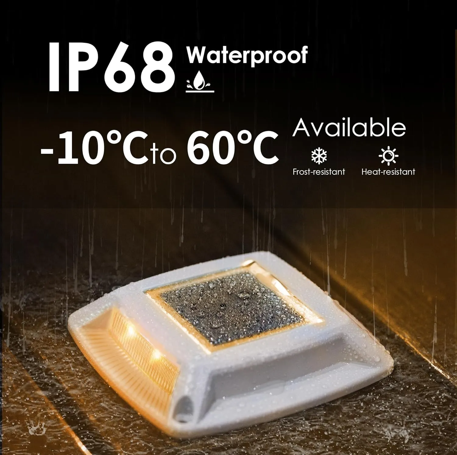 Solar Driveway Lights 12-Pack - 4 LED IP68 Waterproof Marine Solar Dock Lights | Solar Powered Safety Markers for Pathway/Sidewalk/Garden/Stair/Deck | Auto Dusk to Dawn (Yellow)