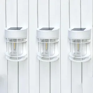 Solar Fence Lights, 8 Pack Deck Light Solar Powered, Waterproof Solar Outdoor Lights Decorative for Garden Backyard Fence Post Patio, White