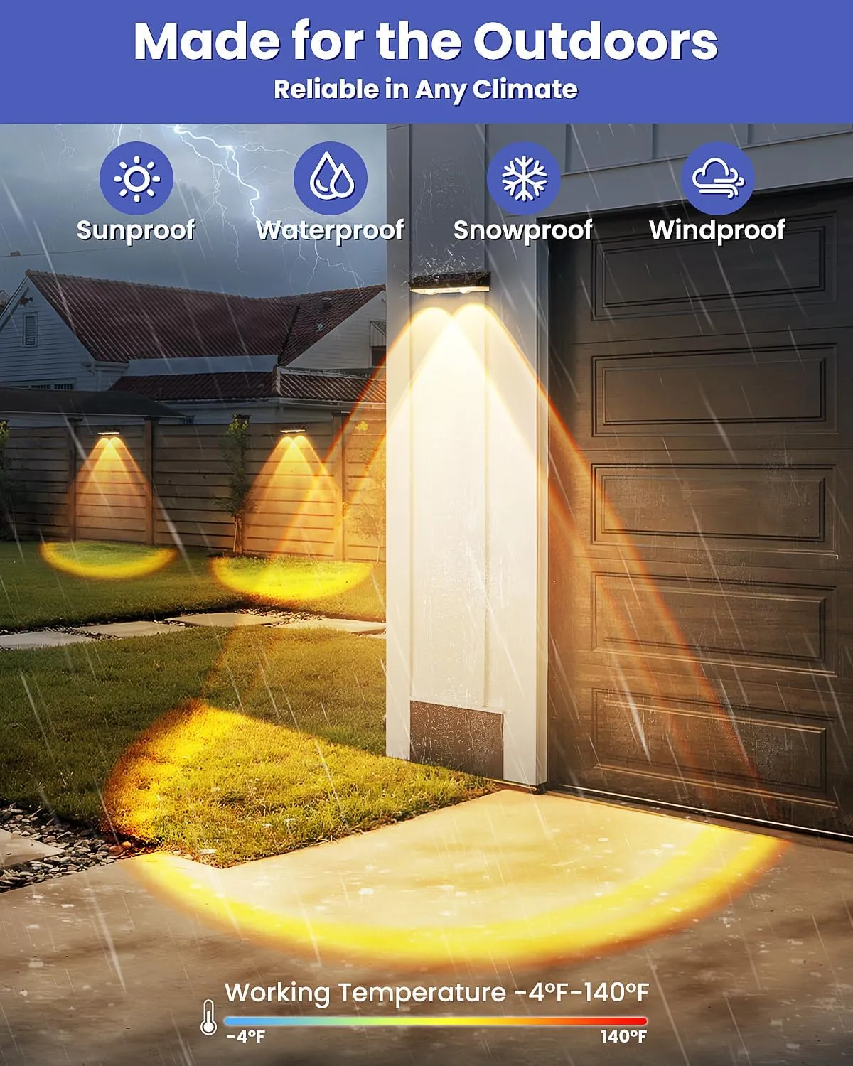 Solar Fence Lights Outdoor, 10 Pack Warm/Neutual/Cool White Fence Lights Solar Powered with 2 LED, IP65 Waterproof, Deck Lighting for Backyard, Patio, Wall, Railing, Pool, Stair