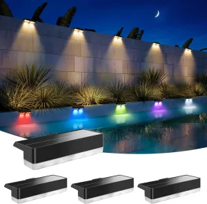 Solar Fence Lights Outdoor, Solar Pool Lights Waterproof IP68 Solares Swimming Light 9 Fixed Colors & Color Changing Deck Light for Pond Step Stair Wall Patio Yard Backyard Garden Railing Decor 4pack