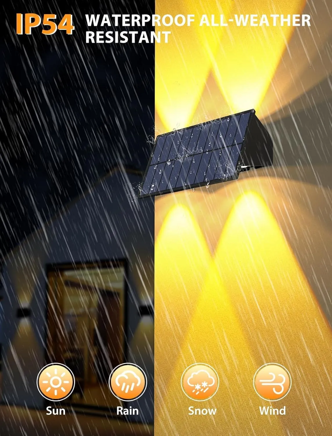 Solar Fence Lights,6 Pack Solar Lights Outdoor Warm White RGB Up & Down Waterproof 100 Lumens Dusk to Dawn for Wall/Backyard/Pool/Railing/Patio/Porch/Step