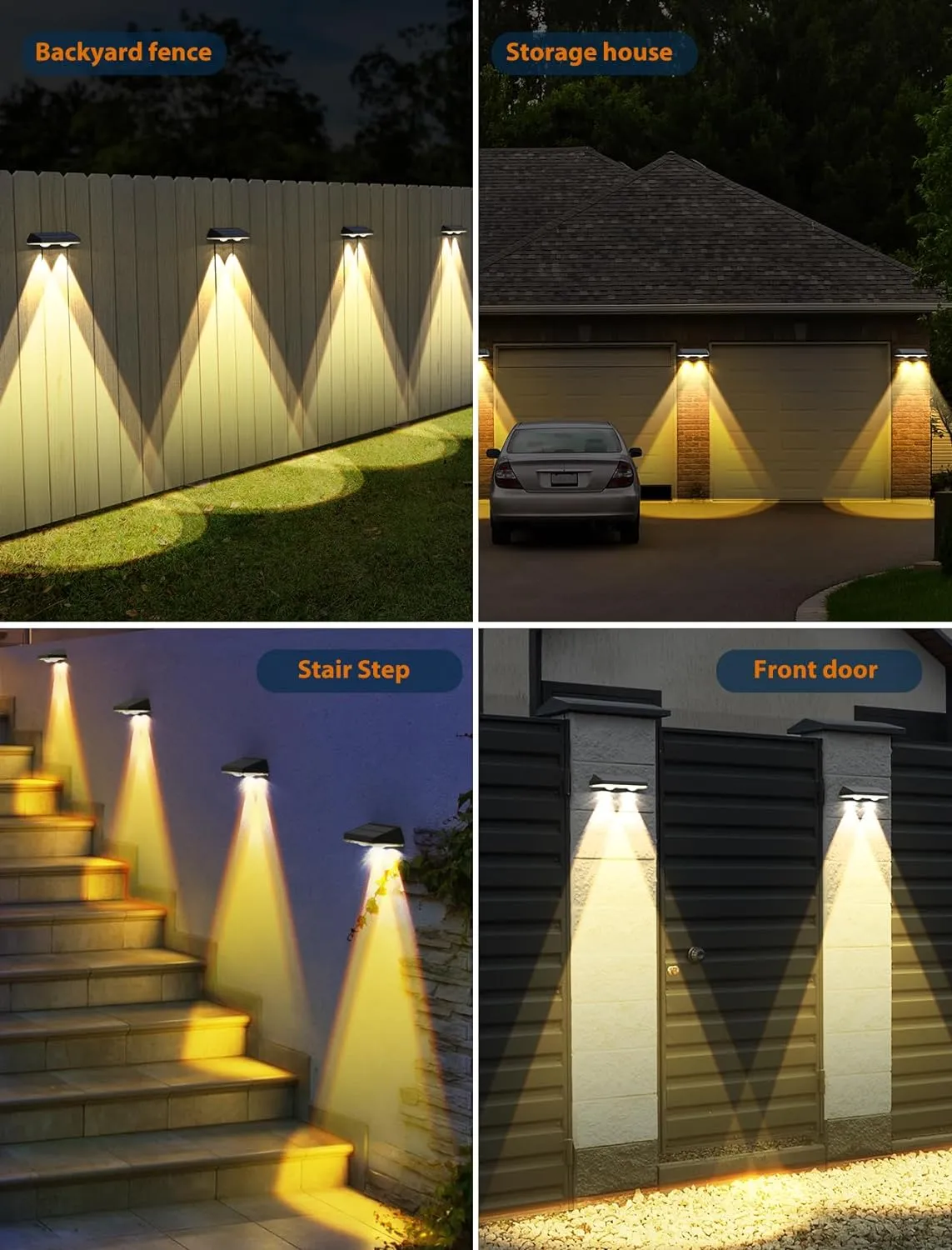 Solar Fence Lights,Warm White & Cold White & Mixed Color 3 Modes Lens LED Dusk to Dawn Deck Light Outdoor Waterproof,Solar Outdoor Lights for Backyard/Railing/Wall Set of 20