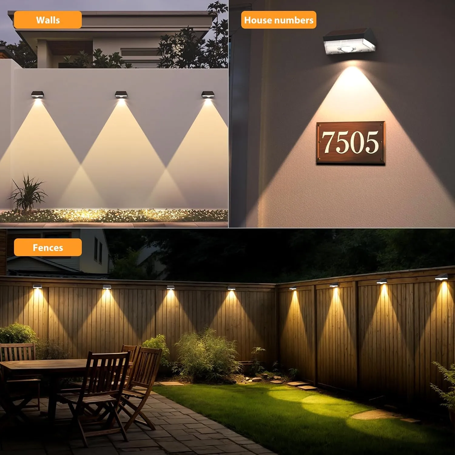 Solar Fence Lights,Warm White & Cool White & RGB 7Colors ＆ Color Changing Mode IP65 Waterproof Solar Lights Outdoor, Solar Deck Lights for Outside/Patio/Backyard/Wall/Pool /Fence/Railing/ Step(8Pack)