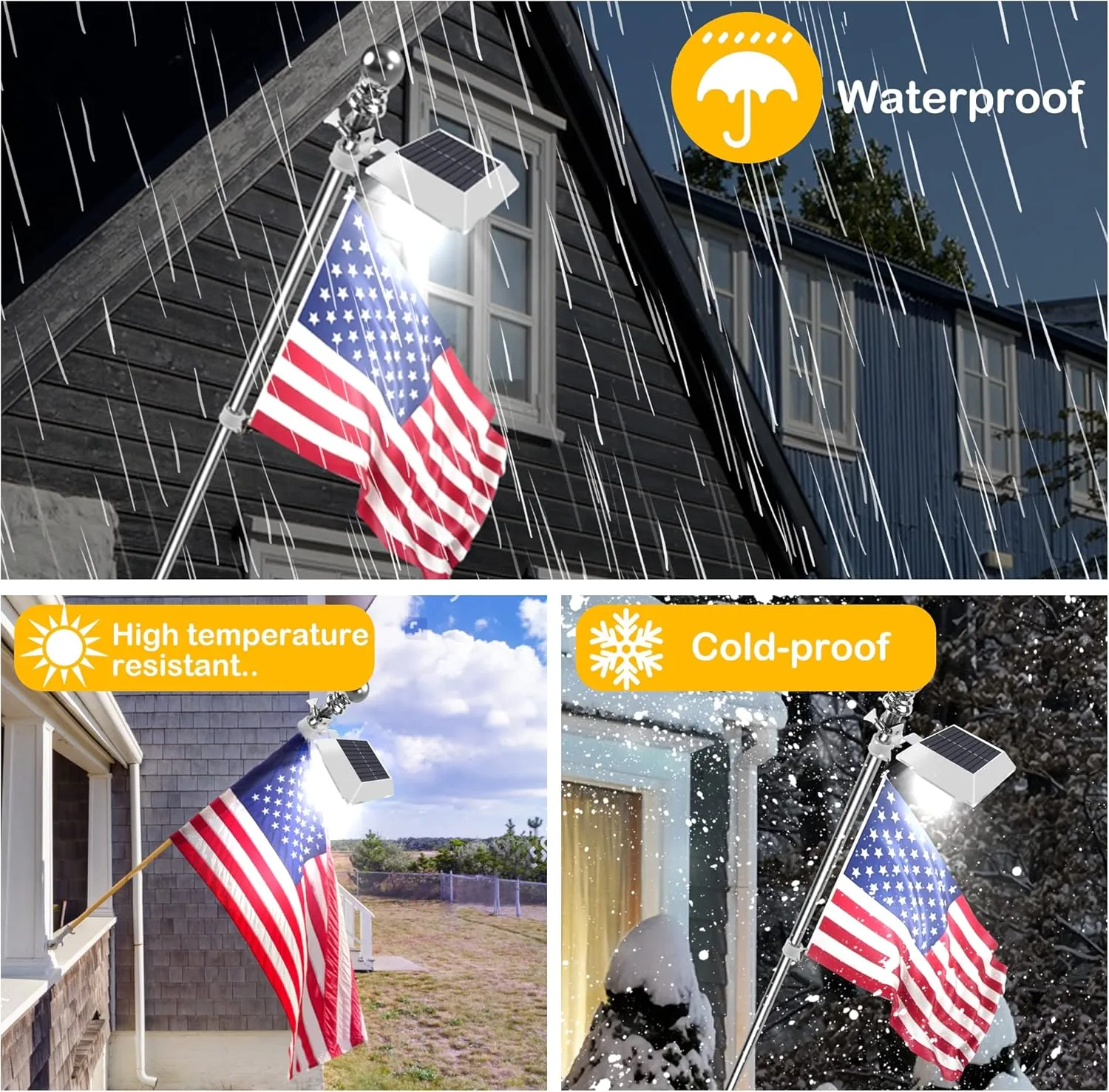 Solar Flag Pole Light, Bright White 6000k Flagpole Light Upgrade Solar Powered for 5ft 6ft Flag Pole,Waterproof Outdoor Dusk to Dawn Led Solar Lights,Outside House Garden Yard American Flags Decor