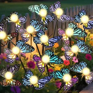 Solar Garden Lights, 2 Pack Butterfly Garden Decor Outdoor Waterproof, Swaying Outdoor Lights for Outside Garden Yard Lawn Patio Balcony, Gardening Gifts for Women Mother Day Mom