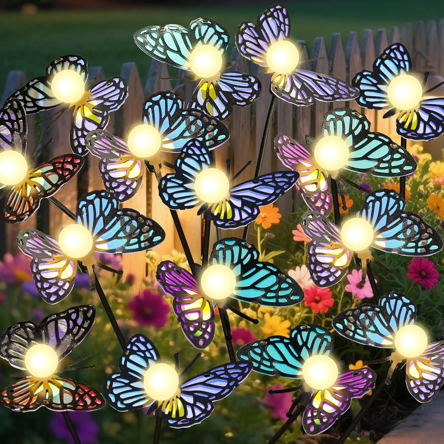 Solar Garden Lights, 2 Pack Butterfly Garden Decor Outdoor Waterproof, Swaying Outdoor Lights for Outside Garden Yard Lawn Patio Balcony, Gardening Gifts for Women Mother Day Mom