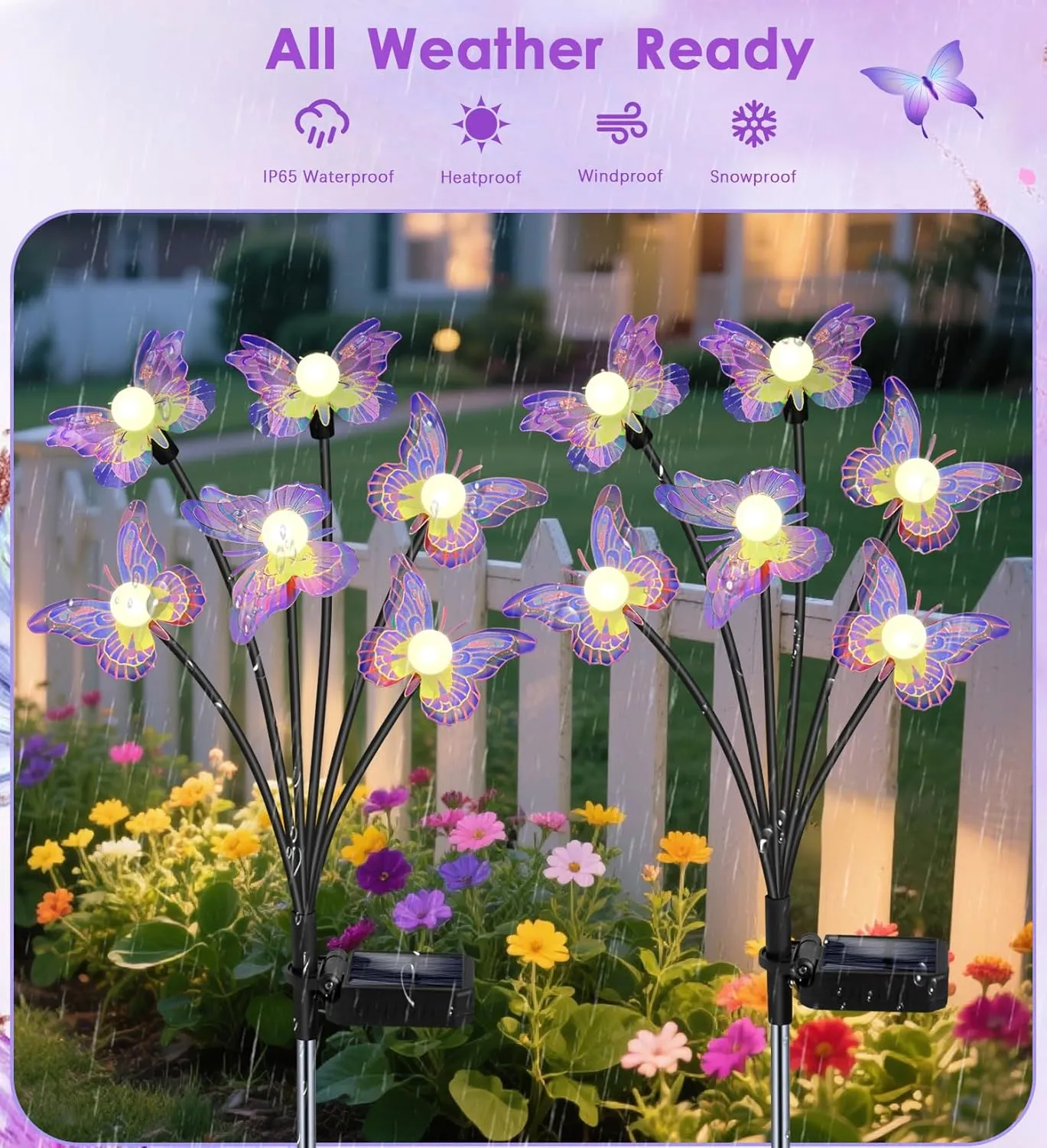 Solar Garden Lights, 2 Pack Solar Butterfly Garden Decor Outdoor Waterproof, Magical Outside Swaying Lights for Outside Garden Yard Lawn Patio Balcony, Gardening Gifts for Women Mom Mother Day