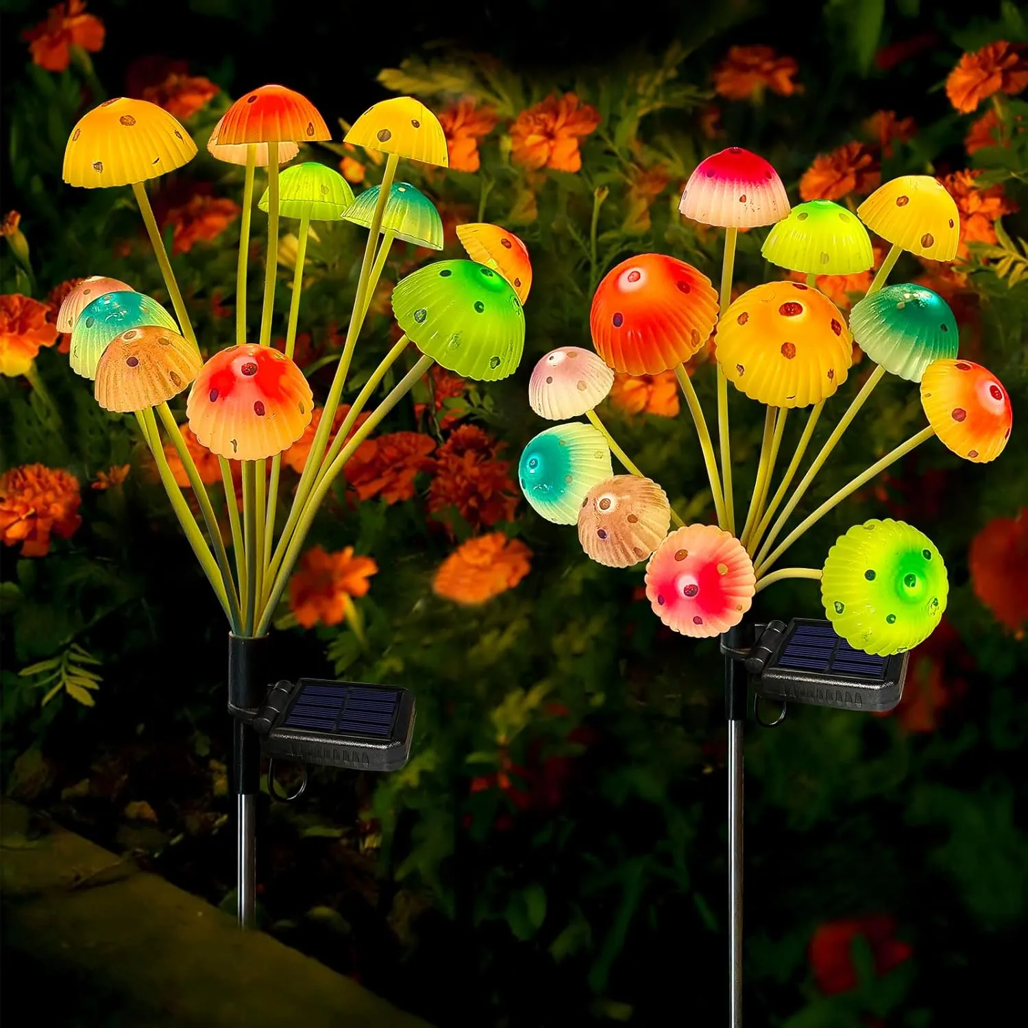 Solar Garden Lights, 2 Pack Solar Mushroom Lights Outdoor, Gifts for Woman Mom Grandmom Mothers Day, Upgraded 24LED Mushroom Flower Light Yard Decor Outside Waterproof for Lawn Front Porch Patio