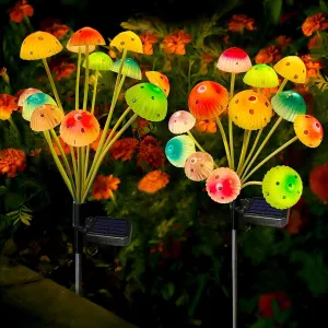 Solar Garden Lights, 2 Pack Solar Mushroom Lights Outdoor, Gifts for Woman Mom Grandmom Mothers Day, Upgraded 24LED Mushroom Flower Light Yard Decor Outside Waterproof for Lawn Front Porch Patio