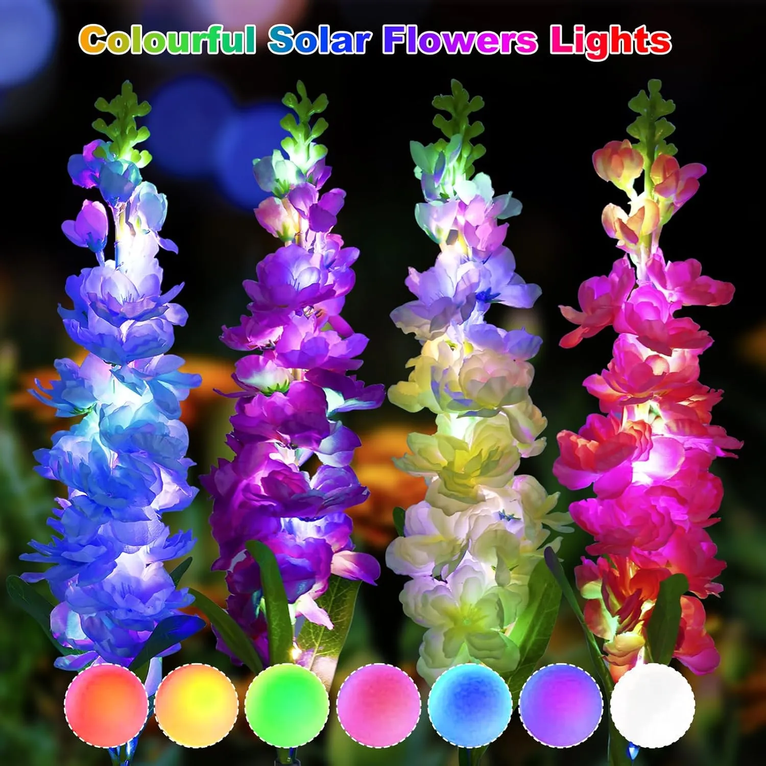 Solar Garden Lights, Solar Delphinium Flowers Lights 8 Pack 160 LEDs, Waterproof Outdoor Light Two Lighting Modes for Wedding Party Garden Yard Patio Lawn Decor and Gift for Mother
