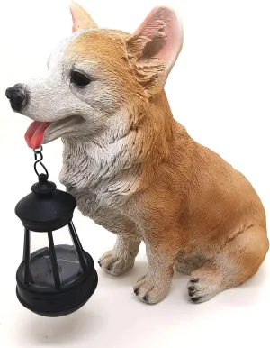 Solar Garden Outdoor Statues Cute Corgi Solar Light Christmas Decor Lawn Decor Patio Balcony Yard Ornament Corgi Gifts Ideal Gifts for Women, Mom or Birthdays